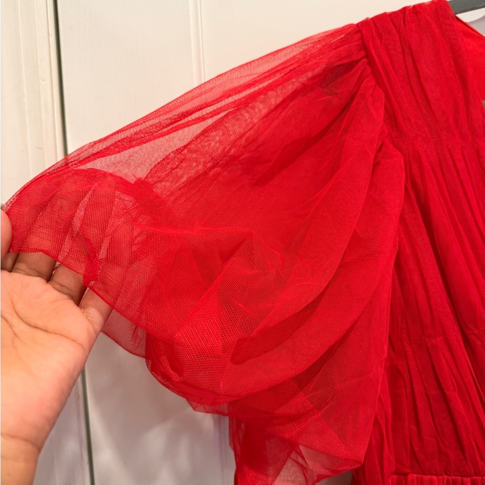 Chic Red Ruffled Prom Dress - Picture 5 of 6